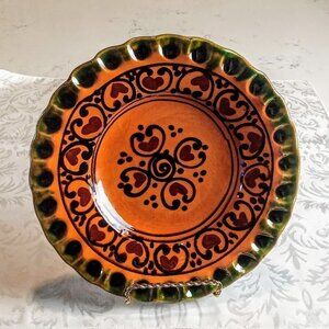 Decorative Pottery Hearts Thumbprints Plate Bowl